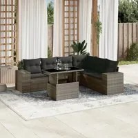 Set Divani da Giardino 7 pz con Cuscini Grigio in Polyrattan 3269190