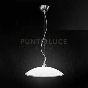 Skirt sospensione 1 luce in vetro bianco lucido finitura cromo atta...