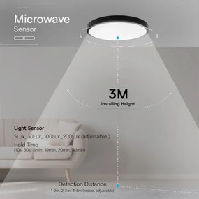 Plafoniera LED bagno con sensore 36W 230V IP44 4000K Ø42 cm + telecomando