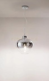 Sospensione vetro  fumé specchiato sfumato + cromo lucido bowl 1 lu...