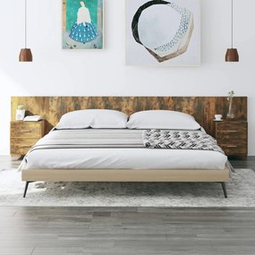 Testiera per letto con armadietti legno multistrato rovere fumo