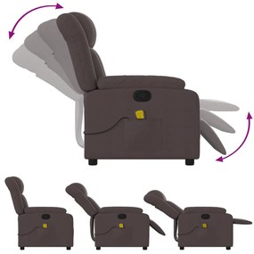Poltrona massaggiante reclinabile marrone scuro in tessuto