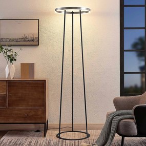 Lucande Seppe Piantana LED, Ø 50 cm, nichel