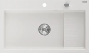 Mexen Omar lavello in granito 1-vasca 800 x 480 mm, bianco, sifone cromato - 6520801005-20