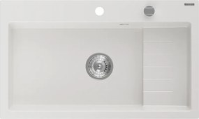 Mexen Omar lavello in granito 1-vasca 800 x 480 mm, bianco, sifone cromato - 6520801005-20