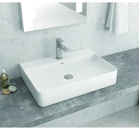 Kamalu - lavabo appoggio filo muro 60cm ceramica bianca | litos-0005