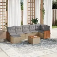 Set Divano da Giardino 8 pz con Cuscini Beige in Polyrattan 3227879