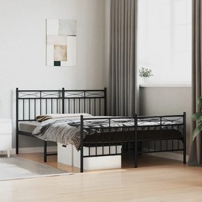 Giroletto Con Testiera E Pediera Metallo Nero 140x190 Cm /