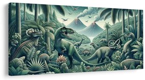 Quadro su tela – Mondo preistorico dei dinosauri nella giungla