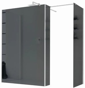 Box doccia walk-in Wens, vetro fumè 6 mm, H 200 cm, profilo bianco