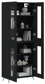 Credenza nera 69,5x34x180 cm in legno multistrato