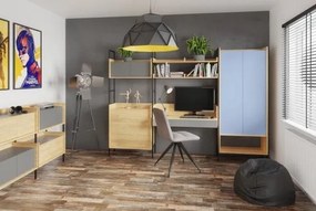 Modulo scrivania Mobius S2 in legno naturale/blu - H38