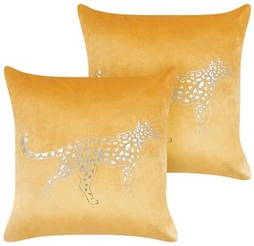 Set di 2 cuscini velluto giallo 45 x 45 cm MARULA Beliani
