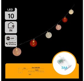 Aigostar - Catena luminosa LED natalizia 10xLED/3xAA 2m bianco caldo