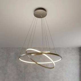 Lampada LED a sospensione Lucande Ezan, nichel, metallo, Ø 80 cm Ezana Lucande, dimmerabile, Alluminio / Grigio / Zincato, Soggiorno / Sala da pranzo, Metallo, Moderno