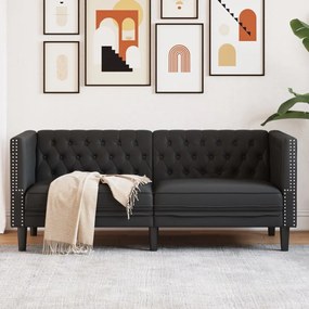 Divano Chesterfield Nero İn Similpelle /