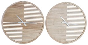 Orologio da Parete DKD Home Decor Raggi MDF Bianco Legno MDF (60 x 4.5 x 60 cm) (60 cm) (2 pezzi)