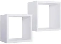 Set 2 Mensole Cubo da Parete Quadrato in Fibra di Legno Q-Bis Maxi Bianco