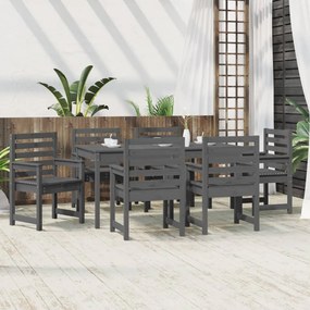 Set da pranzo per giardino 7pz grigio in legno massello di pino