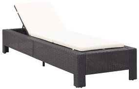 Lettino prendisole con cuscino nero in polyrattan