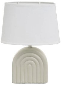 Lampada da tavolo in ceramica bianca e beige con paralume in tessuto (altezza 31 cm) - Casa Selección