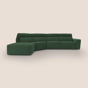 Clark Divano angolare con opzione relax elettrico in tessuto smacchiabile impermeabile T17 verde