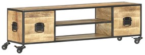 Mobile Porta Tv 130x30x39 Cm İn Legno Massello Di Mango /