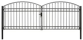 Cancello A Doppia Anta Ad Arco İn Acciaio 400x150 Cm Nero /
