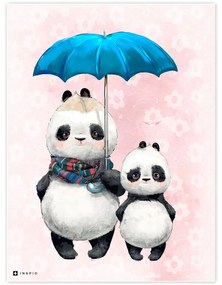 Immagine del Panda con l'ombrello blu per la camera dei bambini | Inspio