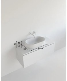 Lavabo da appoggio Capsula ovale in resina L 60 x P 35 x H 17.1 cm bianco