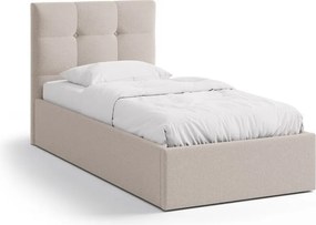 Letto singolo imbottito marrone chiaro con contenitore con rete inclusa 90x200 cm Phaedra – Micadoni