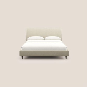 Dorotea letto imbottito con piedi in legno in morbido bouclé impermeabile T07 beige