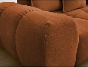 Divano angolare color terracotta allungabile e con contenitore (penisola a destra/a L) con rivestimento in ciniglia Everest – Bobochic Paris