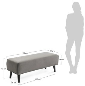 Kave Home - Panca Dyla velluto grigio 111 cm