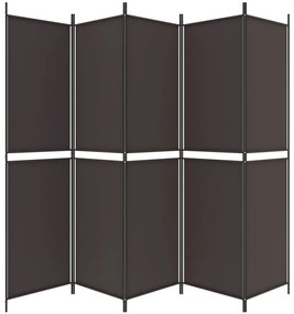 Divisorio a 5 pannelli marrone 250x200 cm in tessuto