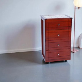 Carrello Cassettiera Giada con piano mattonelle in ceramica CILIEGIO