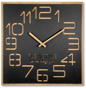 Orologio da parete di design in una lussuosa combinazione di legno e colore nero 60 cm