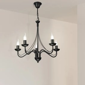Lampadario a catena ANTON 5xE14/15W/230V nero