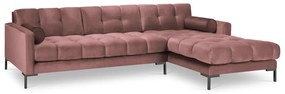 Divano angolare in velluto rosa, angolo destro Bali - Cosmopolitan Design