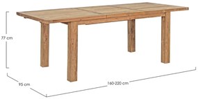 Tavolo allungabile BOUNTY in legno teak riciclato 160&#215;95 &#8211; 220&#215;95 cm