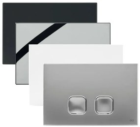 Placca cassetta wc Oli serie Plain in abs cromo satinato con doppio scarico