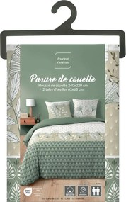 Set copripiumino e federa bianco/verde in cotone per letto matrimoniale ed esteso 240x220 cm Poetine – douceur d'intérieur