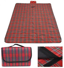 Coperta da picnic con motivo a scacchi rossi 175 x 145 cm