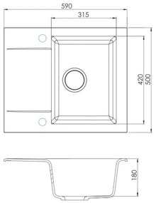 ALVEUS 1149116 - Lavello della cucina GEM 59x50 cm granito/nero