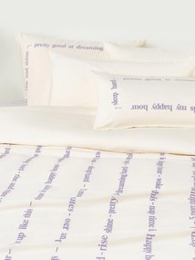 Copripiumino in percalle di cotone con scritta ricamata Roya