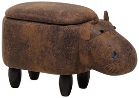 Pouf in tessuto similpelle marrone chiaro HIPPO  Beliani