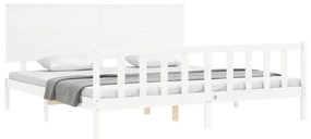 Giroletto con testiera bianco 200x200 cm in legno massello