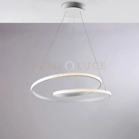 Sospensione in metallo e alluminio bianco con led integrato e cavi ...