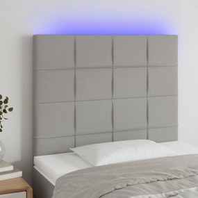 Testiera A Led Grigio Chiaro 100x5x118/128 Cm İn Tessuto /