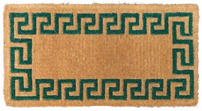 Zerbino Imperiale in Cocco Naturale con Cornice Grecata Verde 45x90 cm – Made in India
